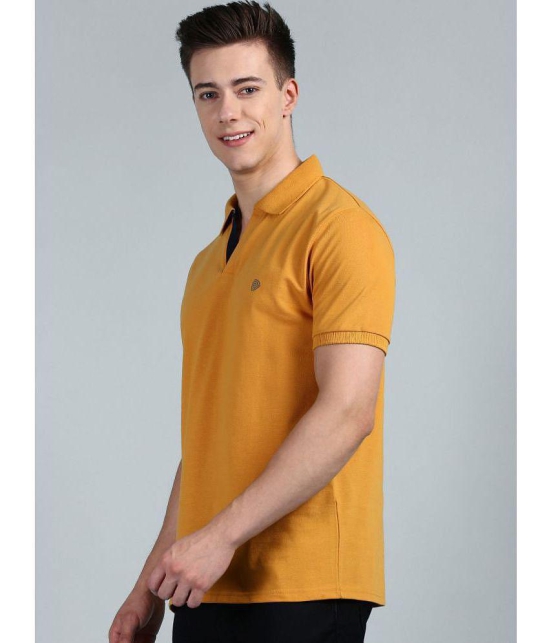 Lux Cozi - Mustard Cotton Regular Fit Mens Polo T Shirt ( Pack of 1 ) - None