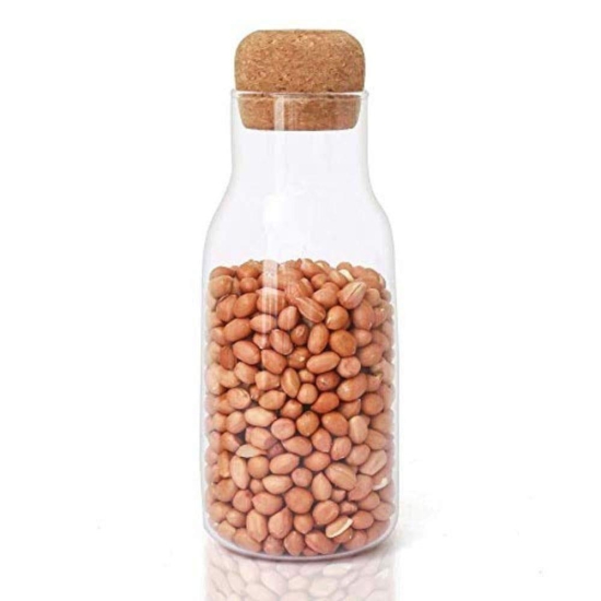 Femora Bottle Container Borosilicate Glass Bottle with Cork Jars & Container - 500 ml/gm, Free Replacement of Lids