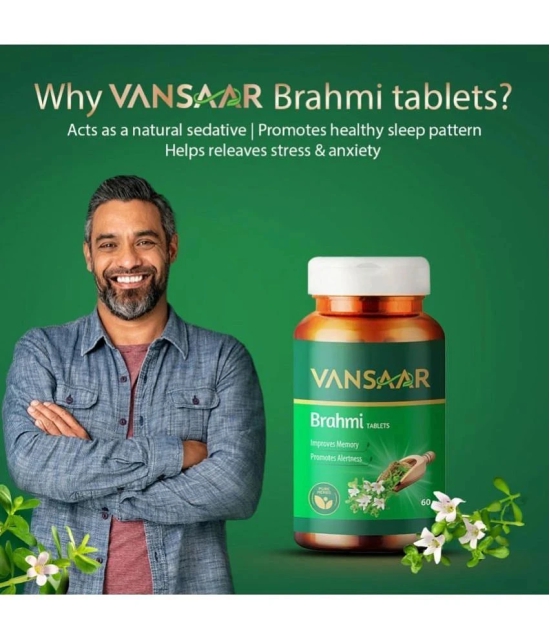 Vansaar Brahmi Tablets, Helps Improve memory, Made with 100% Pure Brahmi, 60 Tablets