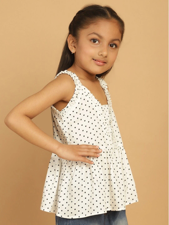 MINI & MING Girls Polka Dot Print Shoulder Straps Peplum Top