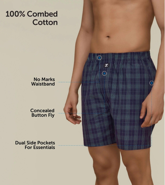 Checkmate Combed Cotton Boxer Shorts Storm Blue XXL