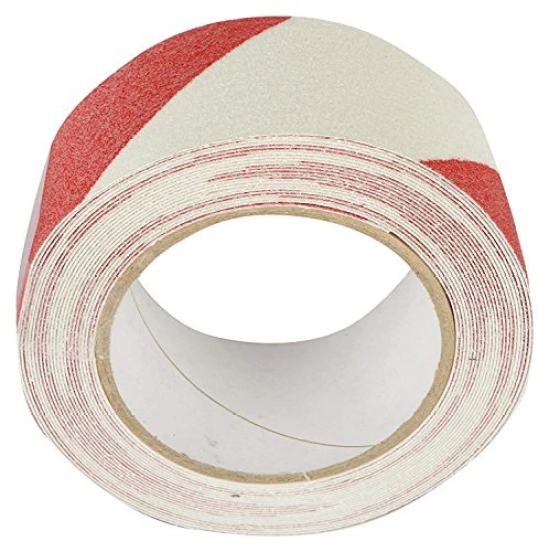 CONNECTWIDE Anti-Slip Tape - 2 Inch x 5 meters Red-White Heavy Duty Non-Skid Tape High Traction Safety Walk Track Treads Grit Grip Tape Strips Sticker Abrasive for Stairs Step, Safety Tape (Red/White)