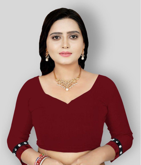 Gazal Fashions - Maroon Lycra Saree With Blouse Piece (Pack of 1)