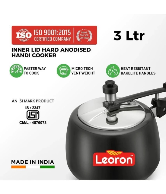 LEORON HANDI 3 L Hard Anodized InnerLid Pressure Cooker With Induction Base