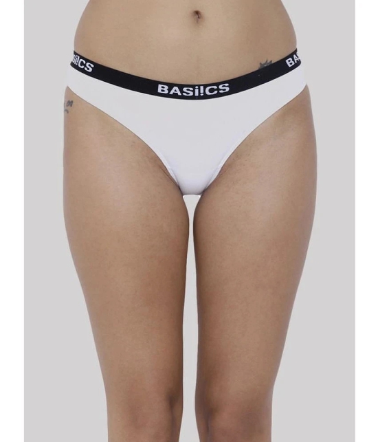 BASIICS By La Intimo Pack of 2 Cotton Lycra Solid Womens Bikini ( White ) BCPBR080B - None