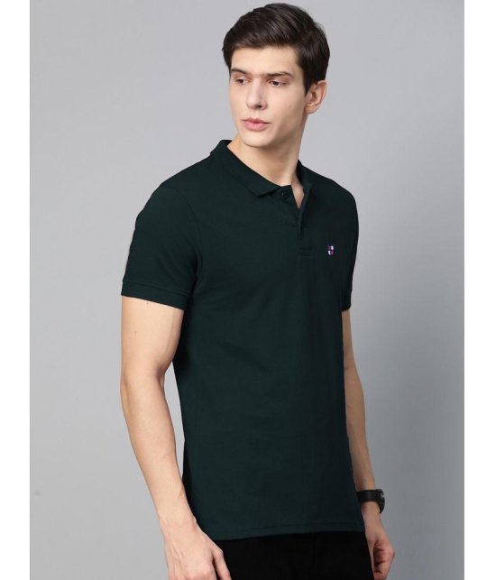 ADORATE Cotton Blend Regular Fit Solid Half Sleeves Mens Polo T Shirt - Dark Green ( Pack of 1 ) - None