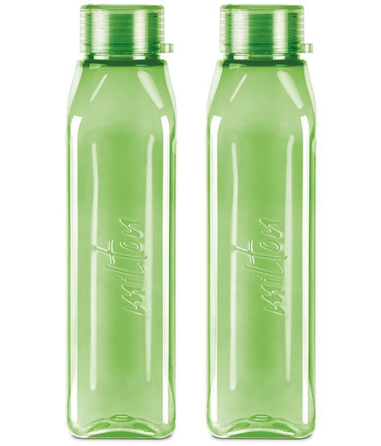 Milton Prime 1000 Pet Water Bottle, Set of 2, 1 Litre Each, Green - Green