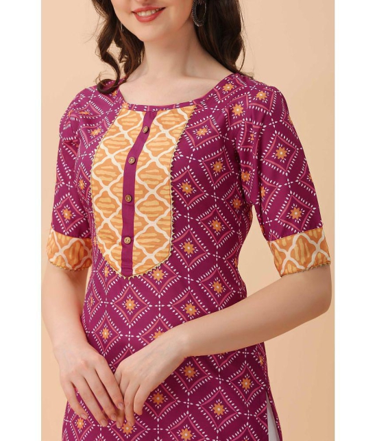 Glomee - Wine Crepe Women''s Straight Kurti ( Pack of 1 ) - None