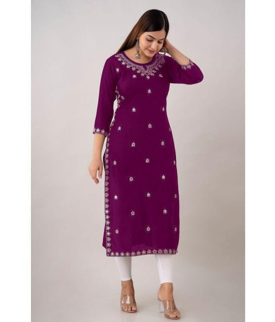 Kapadia - Purple Rayon Womens Straight Kurti ( Pack of 1 ) - None