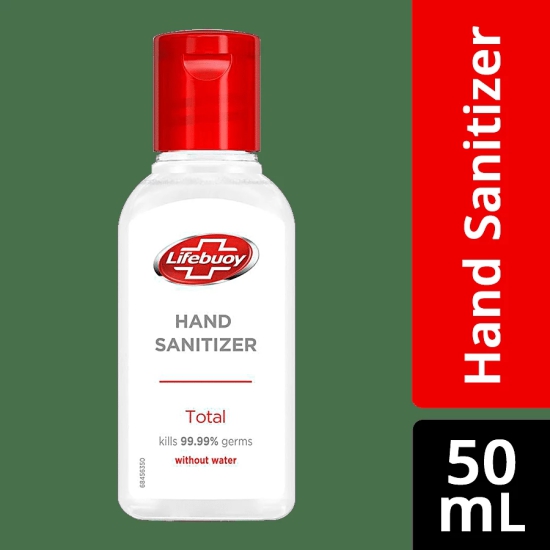 Lifebuoy Total Hand Sanitizer - Alcohol Based, Kills 99.99% Germs Without Water, 50 Ml Bottle