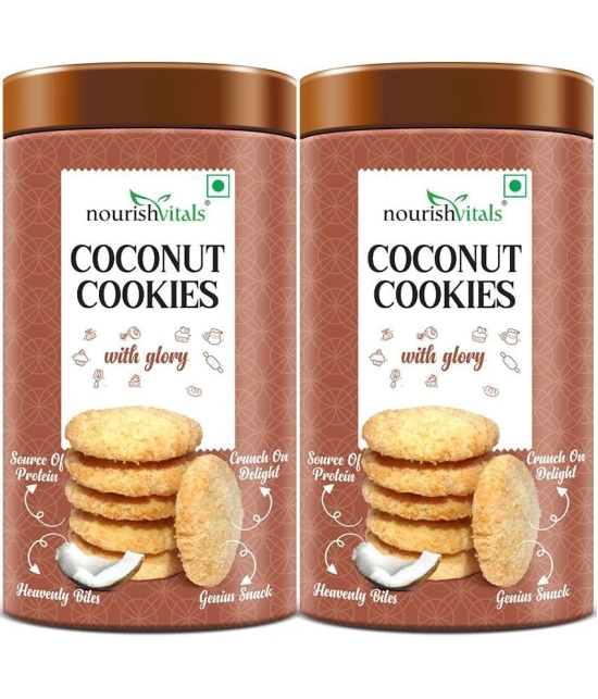 NourishVitals Cocount Cookies, Heavenly Bites, Source of Protein, Crunchy Delights, Genius Snack, 120g x Pack Of 2