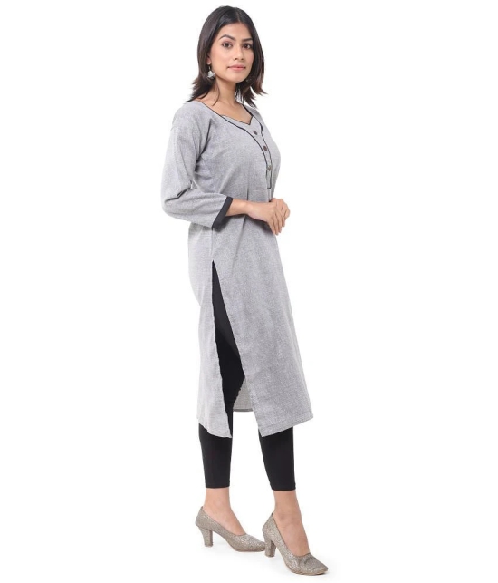 DESHBANDHU DBK - Grey Cotton Womens Straight Kurti - None