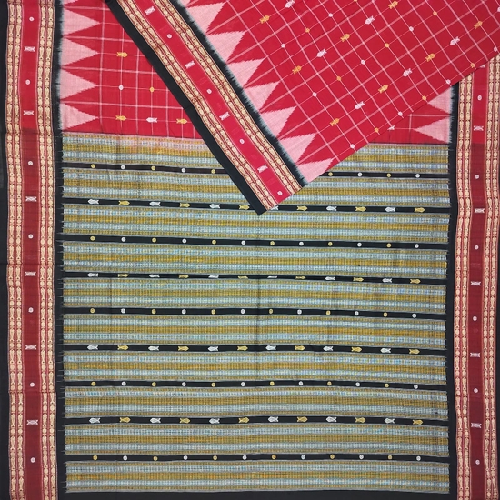 Bomkai Cotton Ikat Saree