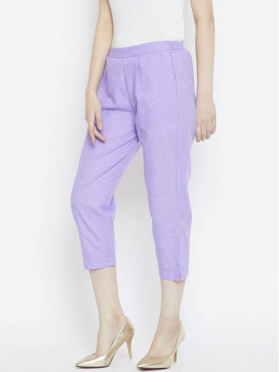 Women Purple Relaxed Pleated Trousers