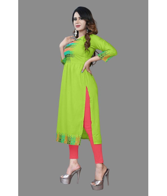 haya fashion - Lime Green Rayon Women's Straight Kurti ( Pack of 1 ) - None