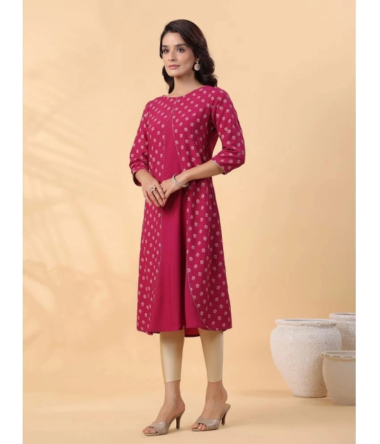 Janasya Crepe Printed Flared Womens Kurti - Wine ( Pack of 1 ) - None