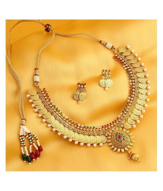 Sukkhi Alloy Golden Traditional Necklaces Set Choker - Golden