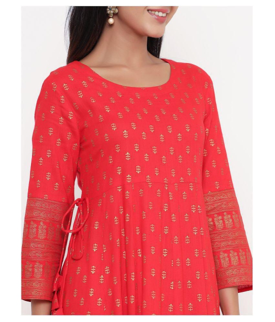 Kbz - Red Rayon Women's Flared Kurti ( ) - XL