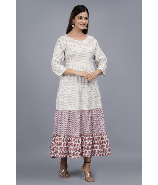 Smien - Off White Rayon Women's Anarkali Kurti ( Pack of 1 ) - None