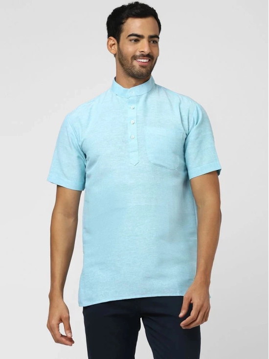 DESHBANDHU DBK - Sky Blue Cotton Mens Shirt Style Kurta ( Pack of 1 ) - None