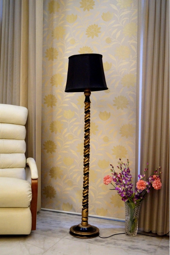 Classic Floor Lamp Black & Brown with (Bulb Not Included)-Black & Brown