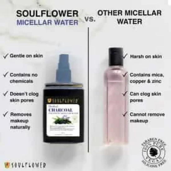 Soulflower Charcoal Cleansing Micellar Water Makeup Remover (120ml)