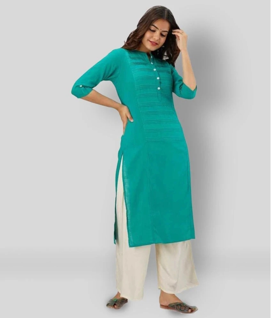 Lee Moda - Turquoise Cotton Womens Straight Kurti - None