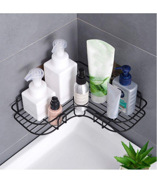 Hingol Self Adhesive Metal Bathroom Corner Rack Storage Shelves (Pack of 2)