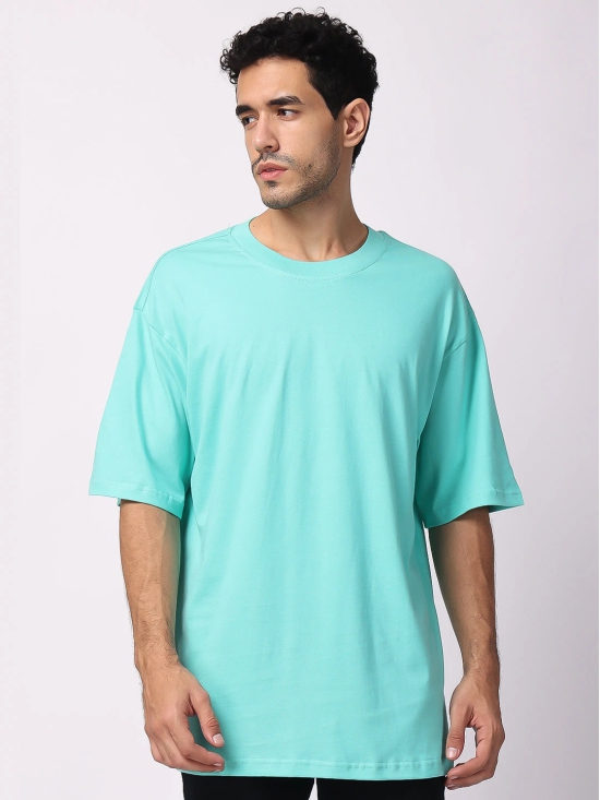 Sky Blue Plain Oversized Drop Shoulder T-Shirt-M / Sky Blue