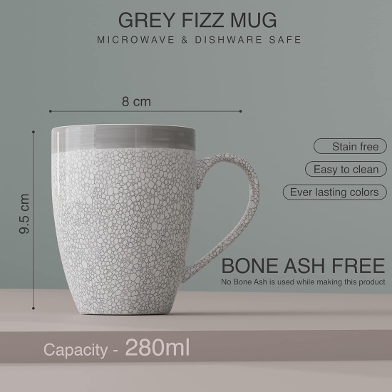 The Earth Store Grey Fizz Coffee Mug Set of 4 Ceramic Mugs to Gift to Best Friend, Tea Mugs, Microwave Safe Coffee Mugs, Ceramic Tea Cups