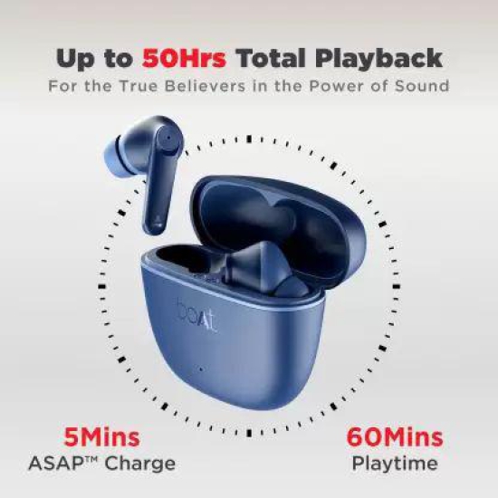 boAt Airdopes Atom 83 | True Wireless Earbuds with up to 50 Hours Playtime, Quad Mics with ENx™ Technology, 13mm Drivers, BEAST™ Mode, ASAP™ Charge Blue