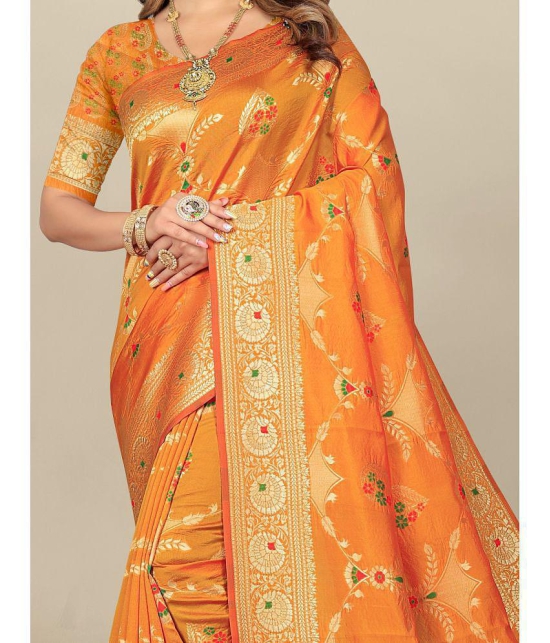 Gazal Fashions - Multicolour Banarasi Silk Saree With Blouse Piece ( Pack of 1 ) - Multicolour