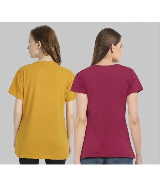 CHOZI - Multi Color Cotton Blend Regular Fit Womens T-Shirt ( Pack of 2 ) - None