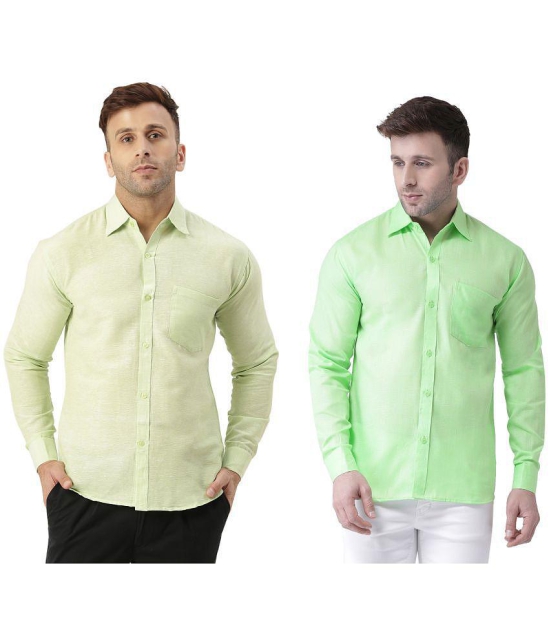 KLOSET By RIAG 100% Cotton Regular Fit Solids Full Sleeves Men's Casual Shirt - Fluorescent Green ( Pack of 2 ) - None