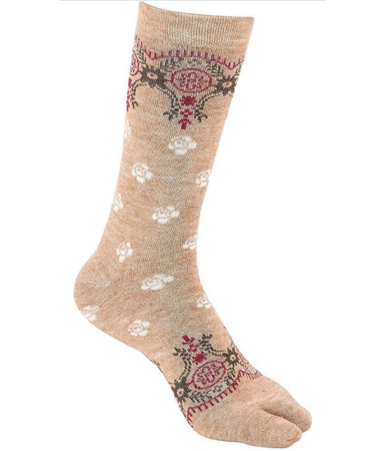 Creature Women's Brown Woolen Floral Leg Warmer Full Length Socks ( Pack of 3 ) - None