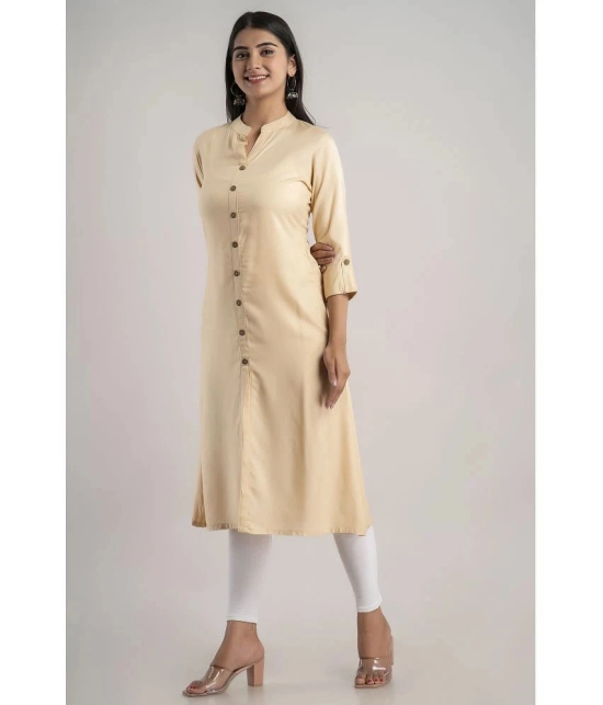 MAUKA - Cream Rayon Womens A-line Kurti ( Pack of 1 ) - None