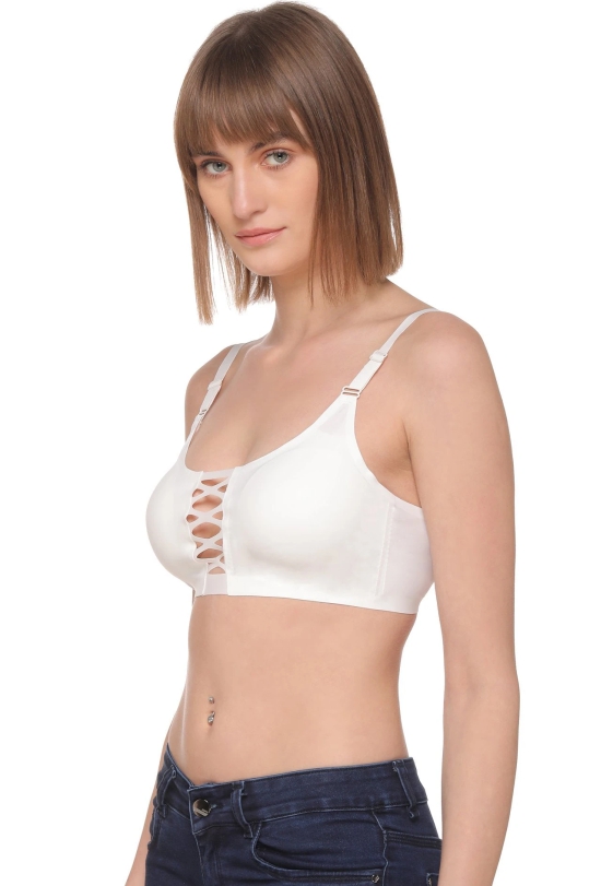 Sona Women CH SB 700 Everyday Full Coverage Non padded High Impact Stylish White Front Zig Zag Cutting Seamless Bra-XL / White / POLYAMIDE ELASTANE