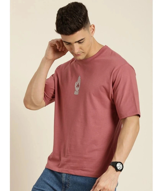 Difference of Opinion 100% Cotton Oversized Fit Printed Half Sleeves Mens T-Shirt - Pink ( Pack of 1 ) - None