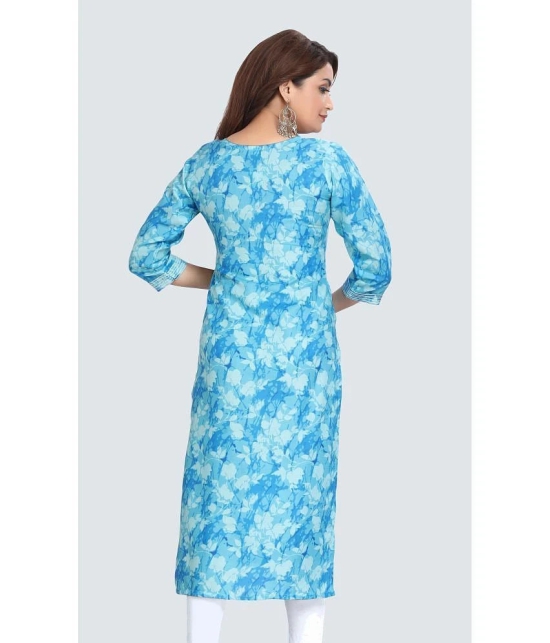 Meher Impex Cotton Embroidered Straight Womens Kurti - Blue ( Pack of 1 ) - None