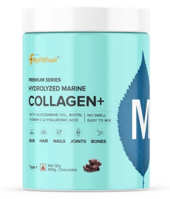 MyFitFuel Hydrolyzed Marine Collagen with Hyaluronic Acid, Biotin, Zinc & Vitamin C. 400g, Chocolate