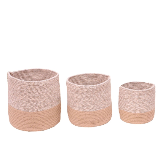 Dual tone Jute Baskets Set of 3