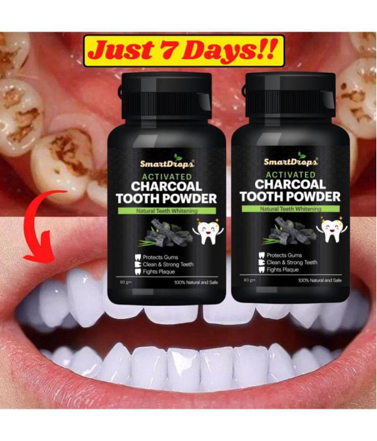 Smartdrops Activated Charcoal Teeth Powder For Teeth Whitening Powder 80gm Pack of 2