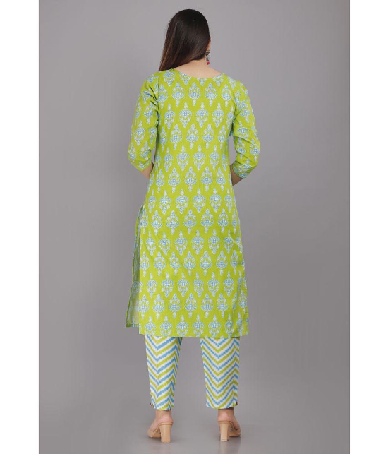 HIGHLIGHT FASHION EXPORT - Green Straight Cotton Womens Stitched Salwar Suit ( Pack of 1 ) - None