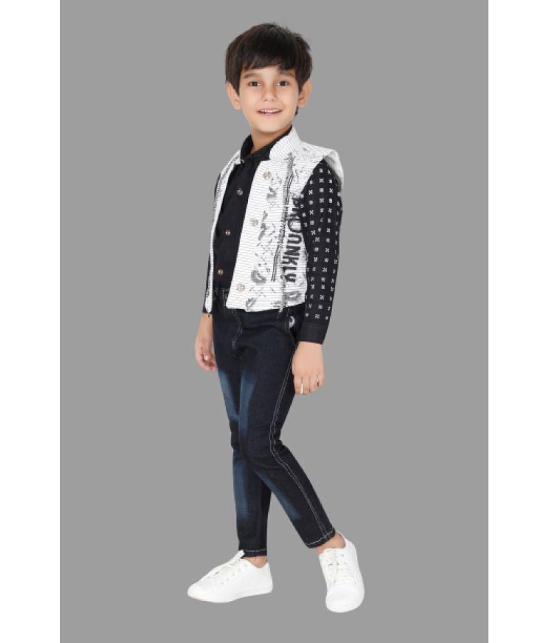 DKGF Fashion - White Cotton Blend Boys Shirt & Jeans ( Pack of 1 ) - None