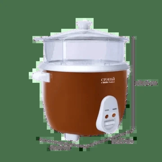 Croma 1.8 Litre Electric Rice Cooker & Steamer with Keep Warm Function (Brown)