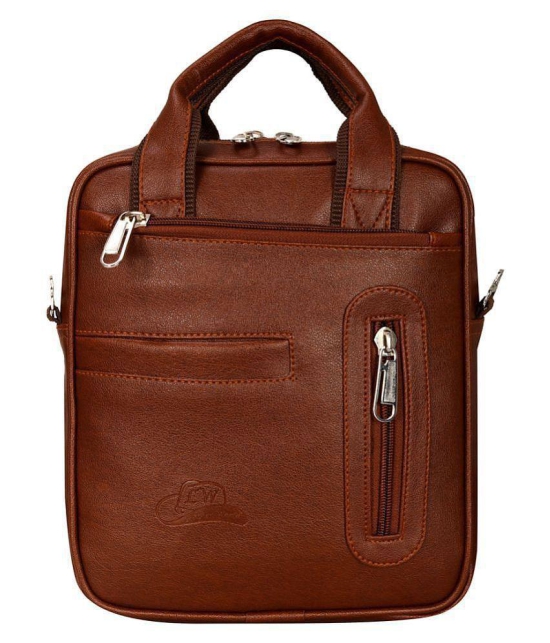 Leather World Messenger Bag Tan Leather Casual Messenger Bag - Tan