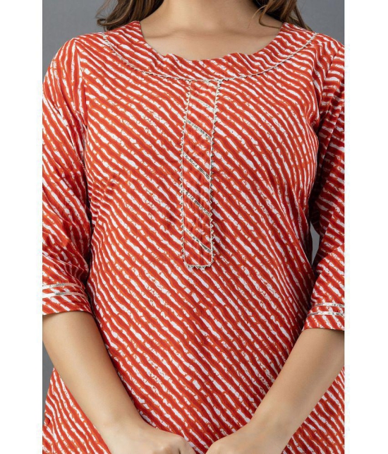 Lee Moda - Orange Cotton Womens Straight Kurti ( Pack of 1 ) - None