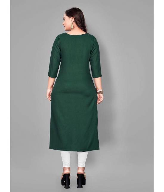 RIAANA - Green Rayon Women's Straight Kurti ( Pack of 1 ) - None