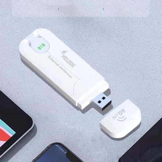 PunnkFunnk 4G LTE WiFi USB Dongle Stick with All SIM Network Support, Plug & Play 4G Data Card with up to 150Mbps DL/50Mbps UL-(with Double External Antennas)