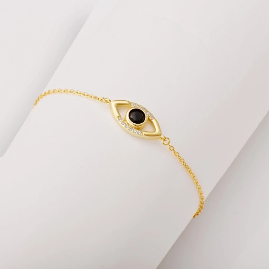 Golden Raven Black Evil Eye Bracelet